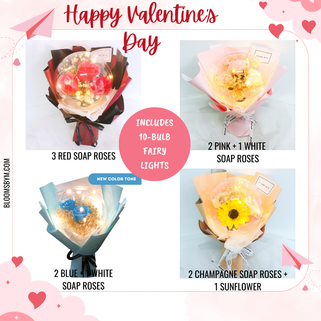 Valentine's Day - Top 10 Best Selling Flowers - Soap Flower & Preserved Baby Breath Bouquet - Nille