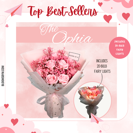 Top 10 Best Selling Flowers - Soap Flower Rose & Preserved Baby Breath Bouquet - Ophia in Pink