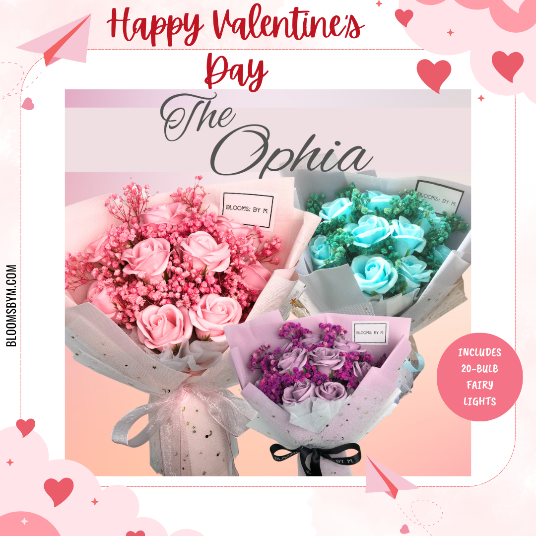 Valentine's Day - Top 10 Best Selling Flowers - Soap Flower Rose & Preserved Baby Breath Bouquet - Ophia