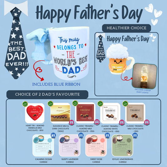 World's Best Dad Mug Bundle with Woven Crochet - Beer Happy