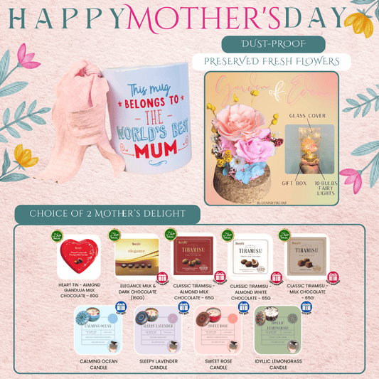 World's Best Mum Bundle - Preserved Flowers - Garden of Eden in Peach