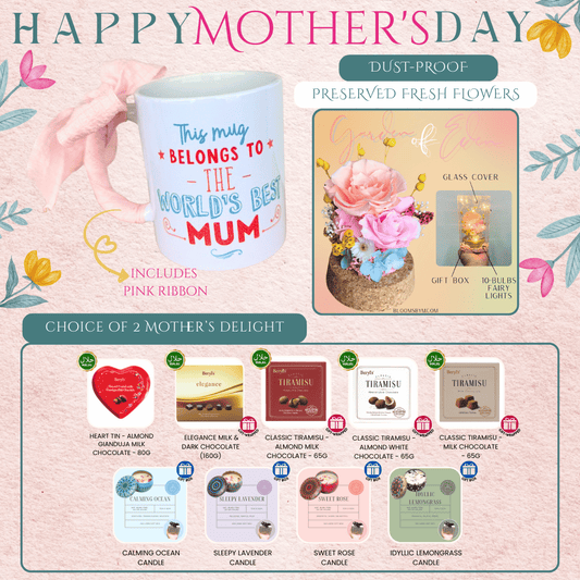World's Best Mum Bundle - Preserved Flowers - Garden of Eden in Peach