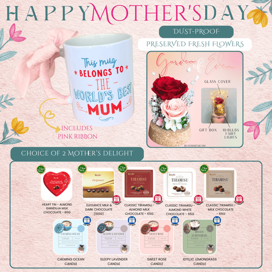 World's Best Mum Bundle - Preserved Flowers - Garden of Eden in Red