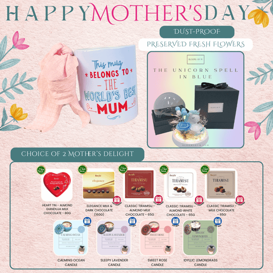 World's Best Mum Bundle - Preserved Flowers - Unicorn Spell in Blue
