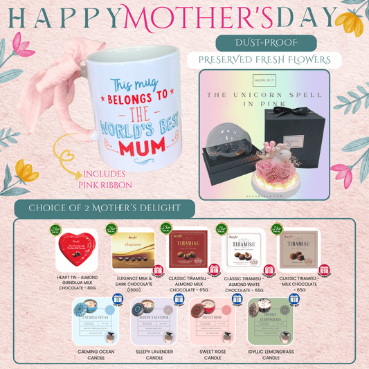 World's Best Mum Bundle - Preserved Flowers - Unicorn Spell in Pink