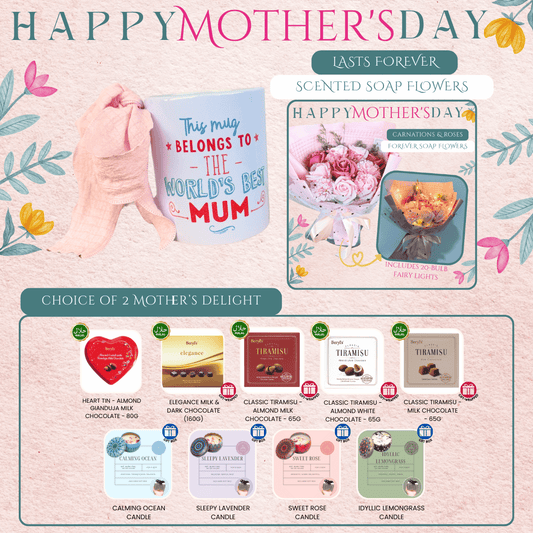 World's Best Mum Bundle - Soap Flowers Bouquet - Carnations & Roses in Pink