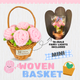 Woven Basket Mini - Crochet Flowers - Pink Roses