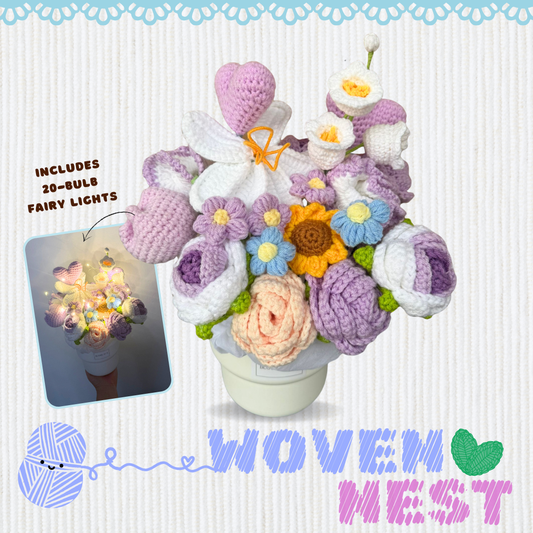 Woven Petals - Crochet Pots - Comforting Purple