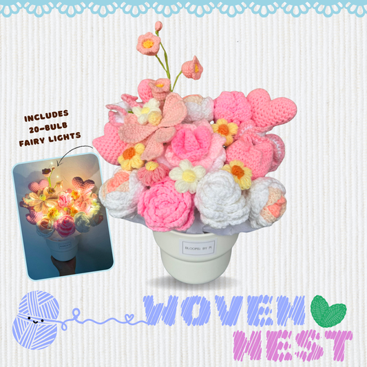 Woven Petals - Crochet Pots - Cozy Pink