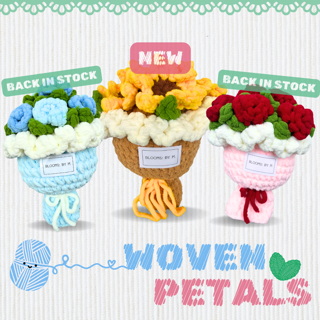 Woven Petals - Crochet Knit Flowers - Sunflowers Bouquet