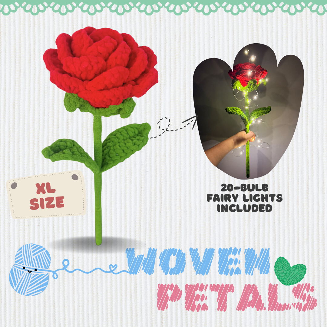 Woven Petals - Crochet Knit Flowers -  Red Rose XL