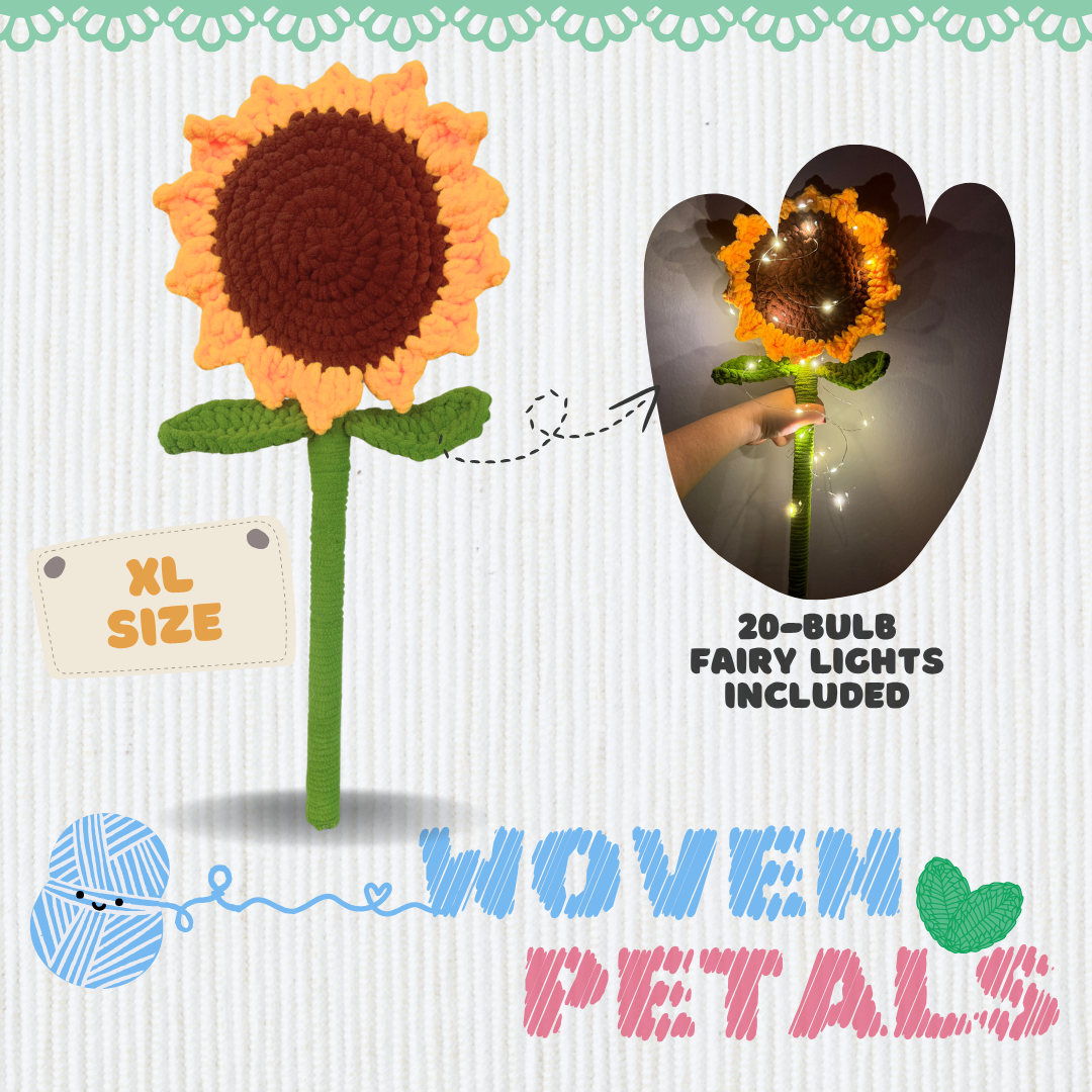 Woven Petals - Crochet Knit Flowers -  Sunflower XL
