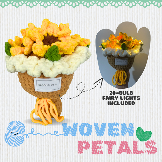 Woven Petals - Crochet Knit Flowers - Sunflowers Bouquet
