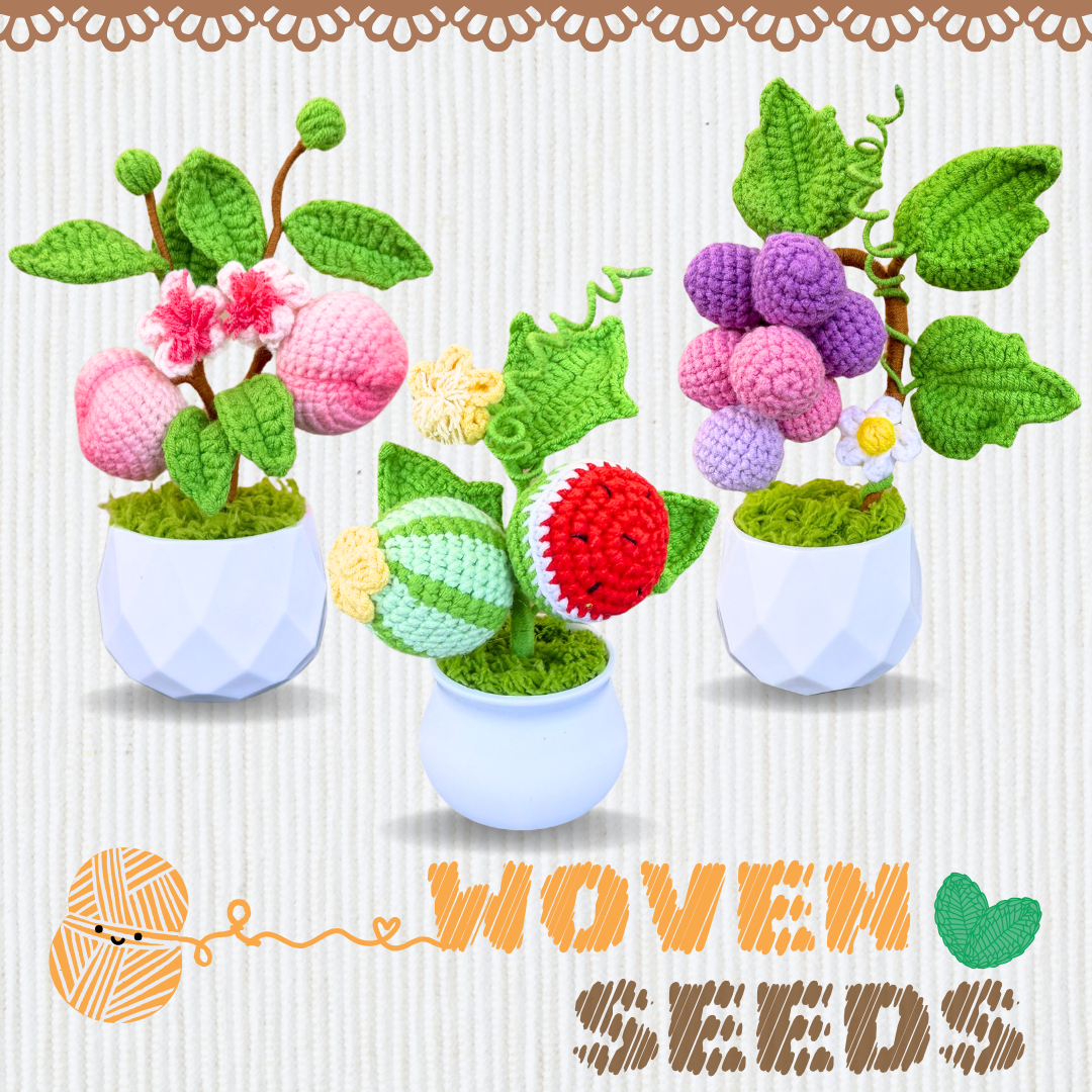 Woven Seeds - Crochet Plants - Peach