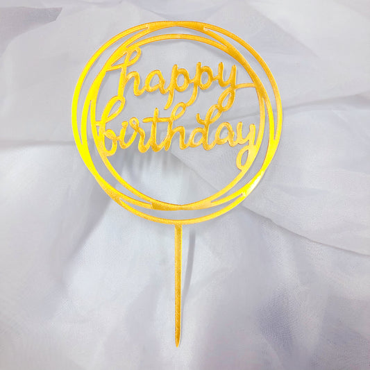 Happy Birthday Topper (Yellow Gold)