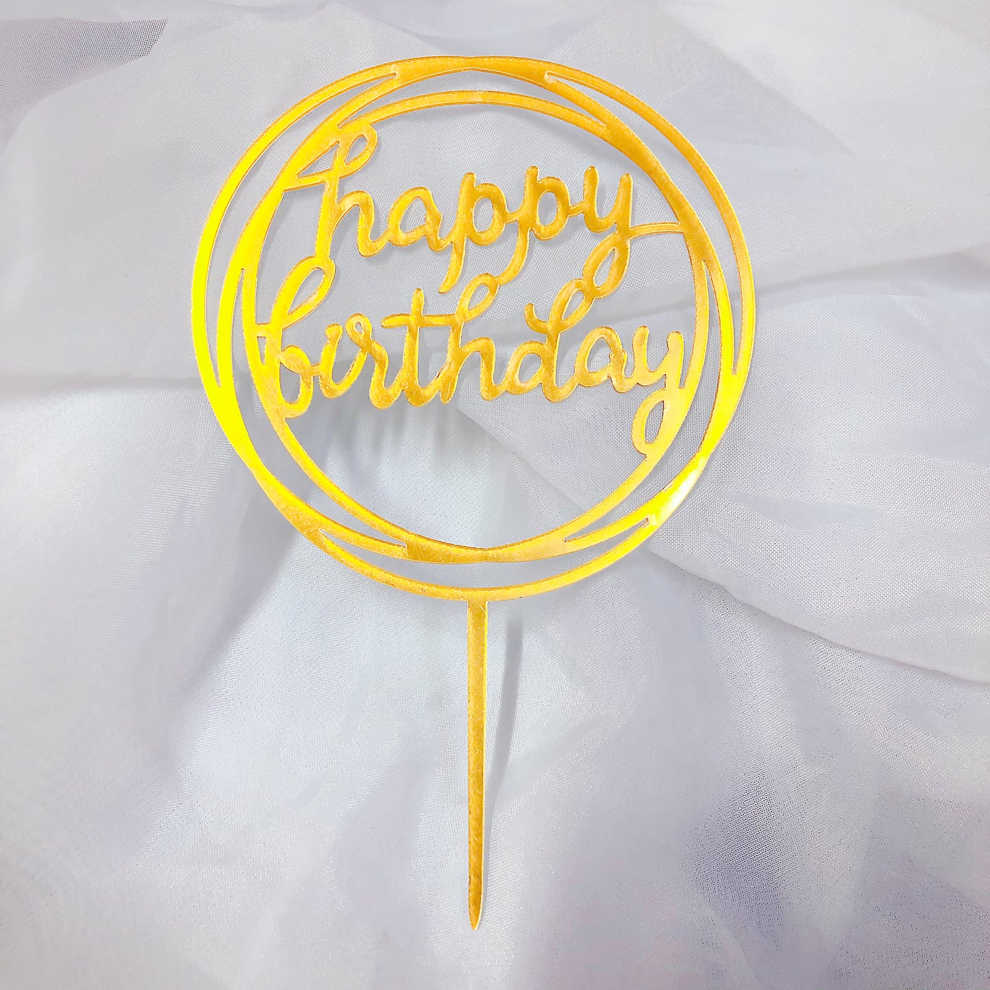 Happy Birthday Topper (Yellow Gold)