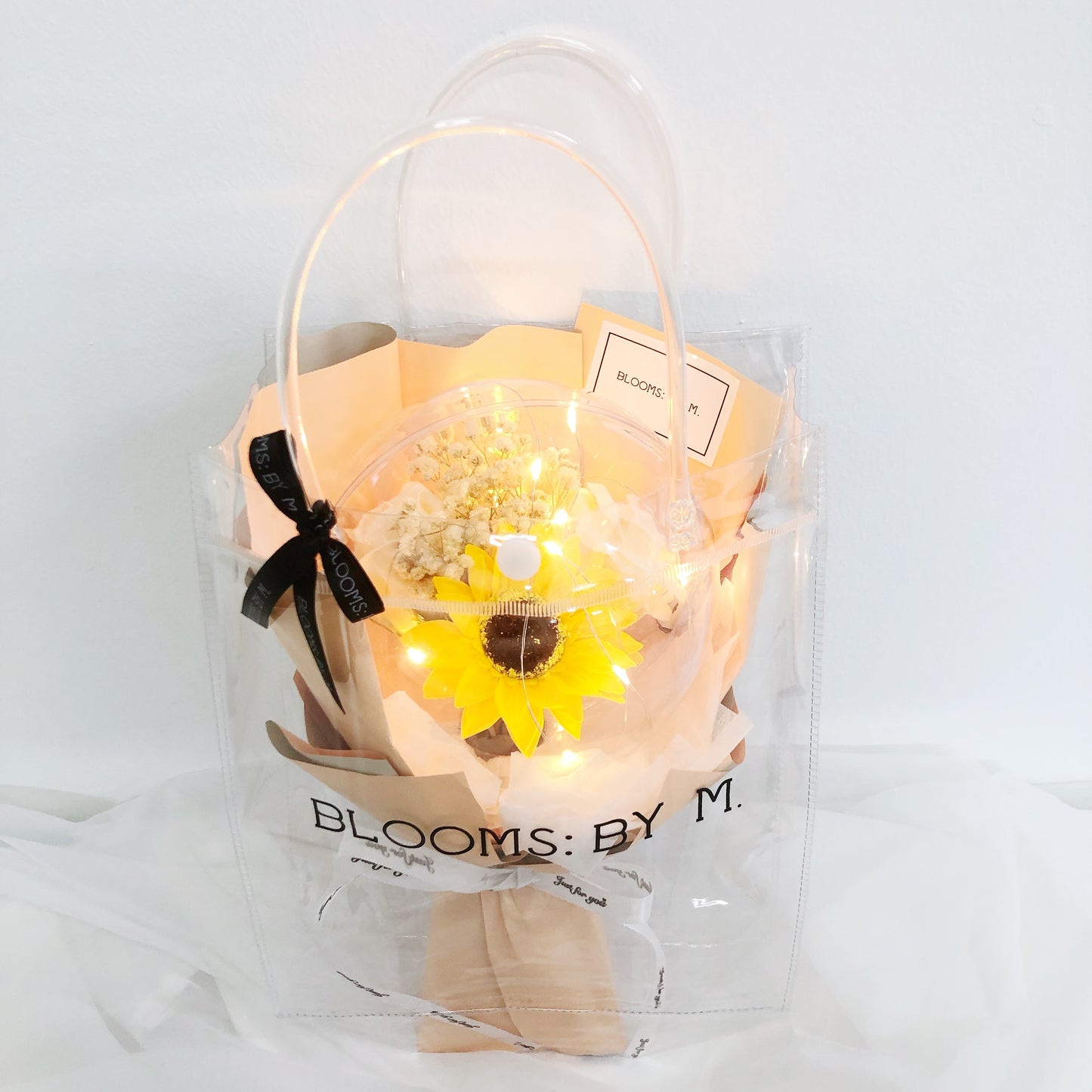 Soap Flower Sunflower & Rose & Preserved Baby Breath Bouquet - Nille (Yellow)