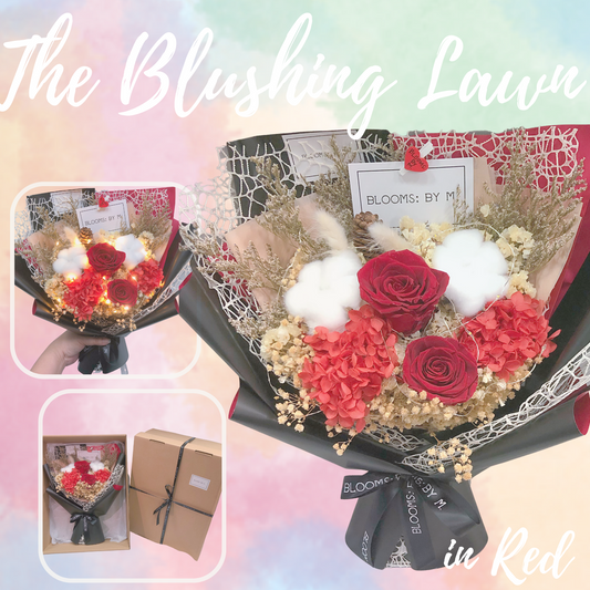 Preserved Rose Flower Bouquet Box - The Blushing Lawn in Red